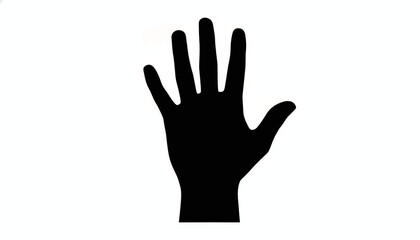 Obraz premium Black hand silhouette vector icon. Open palm gesture for stop, help, or voting. Simple flat graphic illustration isolated on a white background