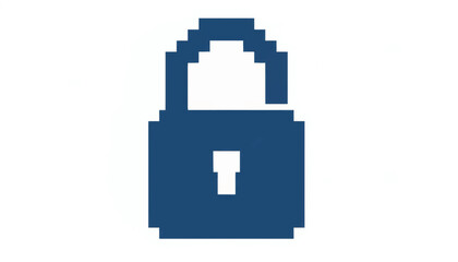 Pixelated security lock icon. Retro 8-bit style padlock symbol for privacy and protection. Geometric vector illustration