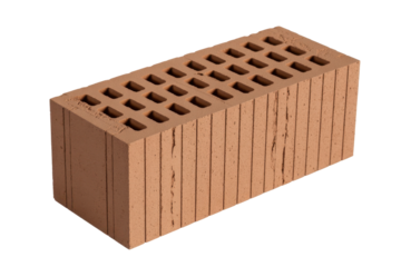 Perforated clay brick on transparent background