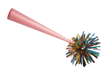 Pink Party Horn with Tinsel, Isolated