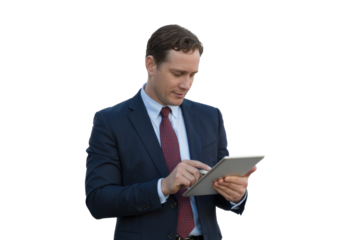 Professional Man Using Tablet Isolated