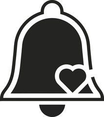 Obraz premium Simple Outline Icon of Notification Bell with Heart Symbol for Alerts and Favorites notification bell icon