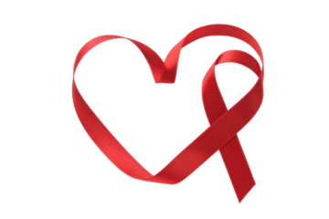 Red Ribbon Heart on Transparent Background