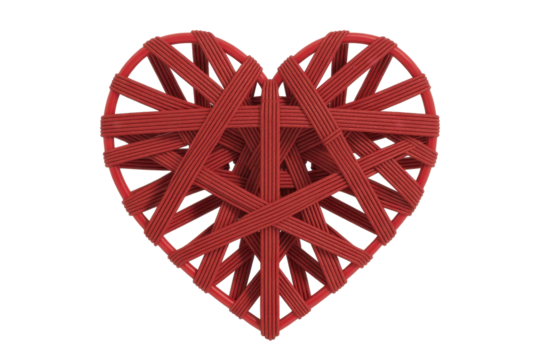 Red Heart Made of Ropes on Isolated Background - Powered by Adobe