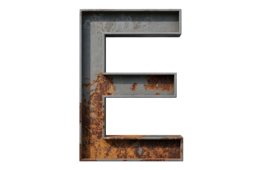 Rusty Metal Letter E - Isolated