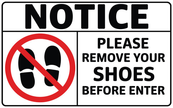 please remove your shoes before enter sign vector