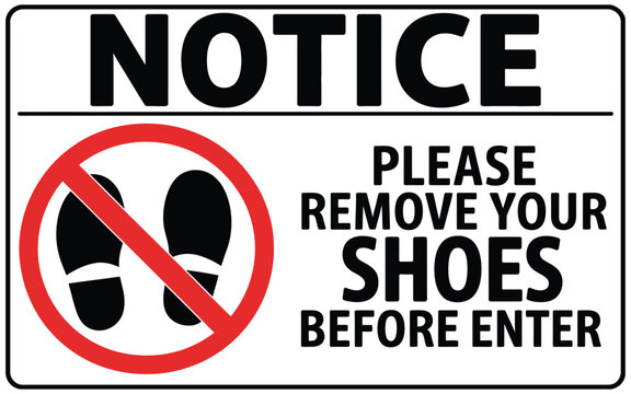  please remove your shoes before enter sign vector, clear indoor safety and hygiene illustration for homes, offices, temples, and public buildings signage design.