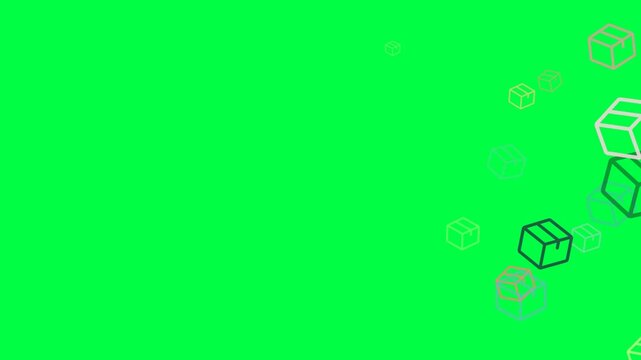 Simple animated minimalist package box icon isolated on green screen for easy keying and overlay. Ideal for app interfaces, software demos, motion graphics, infographic videos