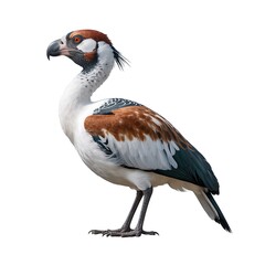 Obraz premium Exotic bird with unique plumage and striking colors, isolated on a white background, showcasing its distinct features and elegant posture.