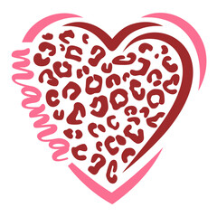 Trendy Mama script typography with leopard print heart and pink accents © Nixarty