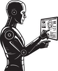 Robot Holding Tablet Computer Technology Innovation Concept