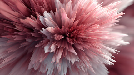 Digital artwork with a 3D extrusion effect in shades of pink, forming a dynamic and abstract floral burst for a vibrant modern design.