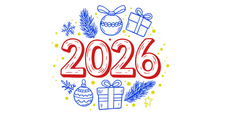 Festive 2026 New Year celebration with gifts and ornaments