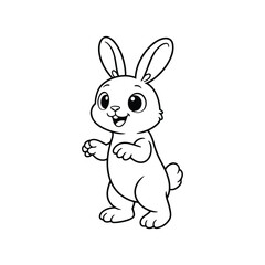 Obraz premium Black and white cartoon bunny standing with paws up rabbit animal