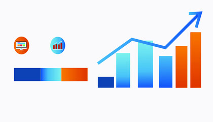 Fototapeta premium Business Growth Infographic with Bar Charts and Success Icons.