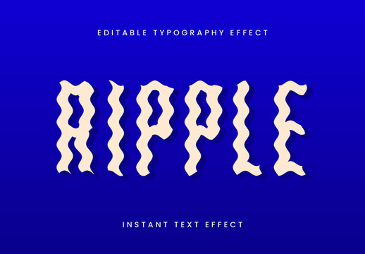 Beige Wavy Text Effect Ripple Distorted Font