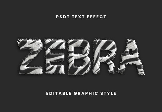 Black And White Furry Text Effect Zebra Wild Animal Font