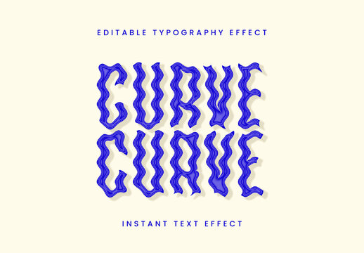 Blue Wavy Text Effect Curvy Liquid Font