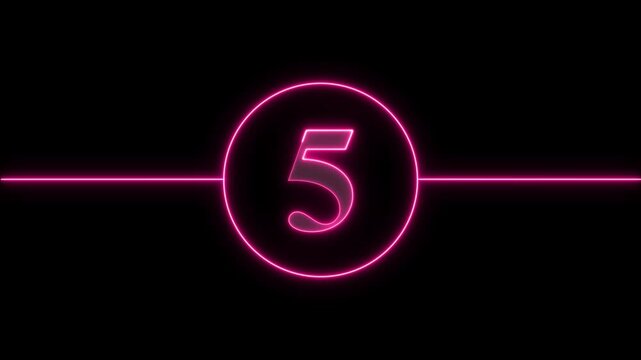 Neon Pink Number 10-0 Inside A Circle With A Horizontal Line On Black Background abstract bright