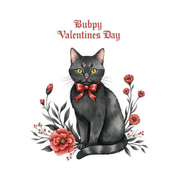 Celebrate valentine's day with a bubby cat isolated on transparent background