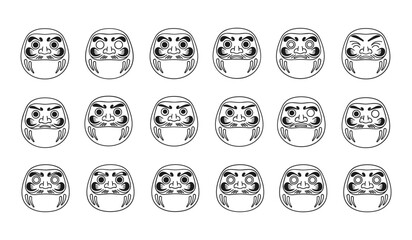 Multiple Daruma Dolls with Different Facial Expressions Pattern japan japanese
