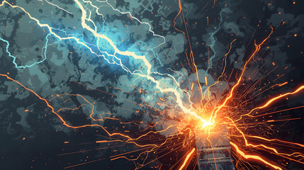 Vibrant lightning storm illuminating the night sky