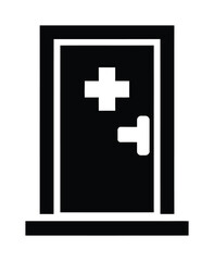 Obraz premium Black and white vector image of a door with a cross