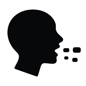 Vector silhouette of person speaking or exhaling