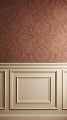 Classic white wainscoting with decorative molding and trim.