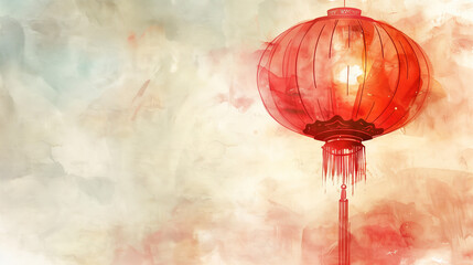 Beautiful red Chinese lantern illustration on a soft background, evoking a festive atmosphere