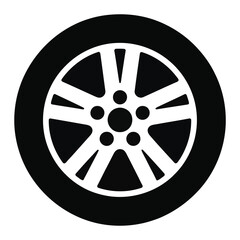 Fototapeta premium Car wheel tire automotive vector icon