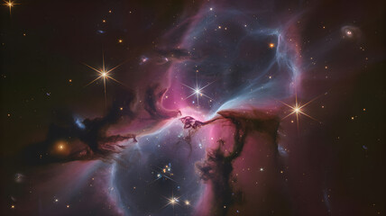 Cosmic nebula forming new stars in universe