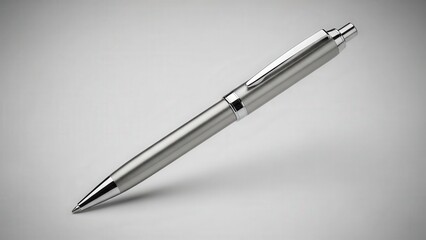 Elegant Silver Ballpoint Pen On White Surface