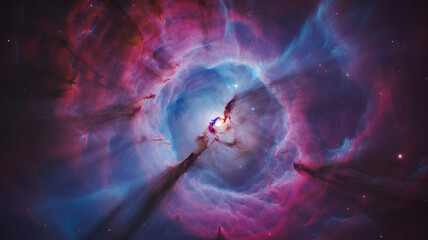 Vibrant cosmic nebula presenting star formation and deep space