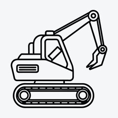 Excavator line art White background illustration Generative Ai