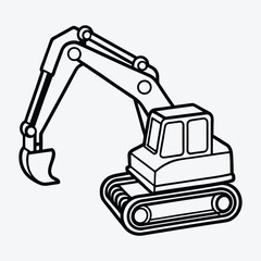 Excavator line art White background illustration Generative Ai