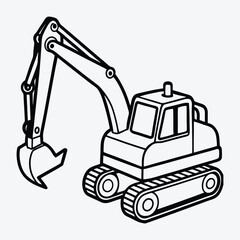 Excavator line art White background illustration Generative Ai