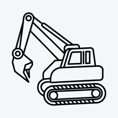 Excavator line art White background illustration Generative Ai