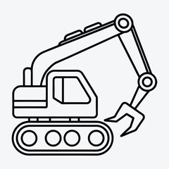 Excavator line art White background illustration Generative Ai