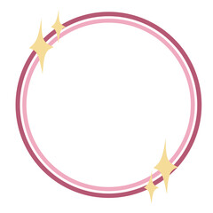 Pink Circle Frame with Stars Illustration