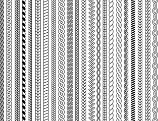 Ornamental braids knitting cable fashion textile structures graphic vector seamless illustrations