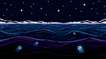 night ocean with stars
