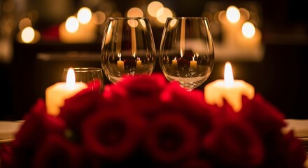 Blurred Romantic Candlelight Dinner Scene Background