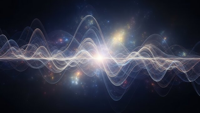 abstract energy waves and light particles in space
