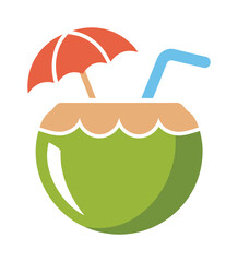 Coconut drink tropical beverage vector illustration