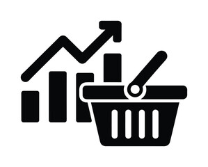 Shopping growth analytics basket vector illustration