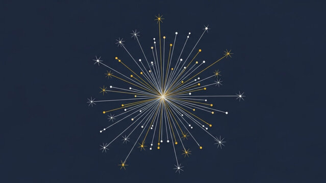 Abstract Data Network Burst with Glowing Points on Dark Blue Background