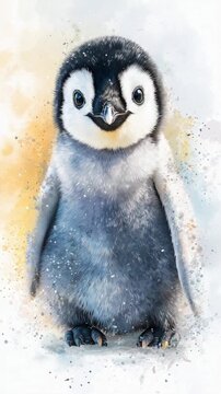 S&uuml;&szlig;er Baby-Pinguin &ndash; Aquarell