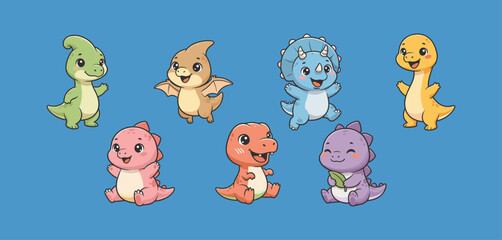 Cute Cartoon Baby Dinosaurs Collection © fathurdavega