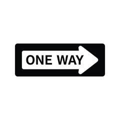 One way road silhouette traffic direction sign icon